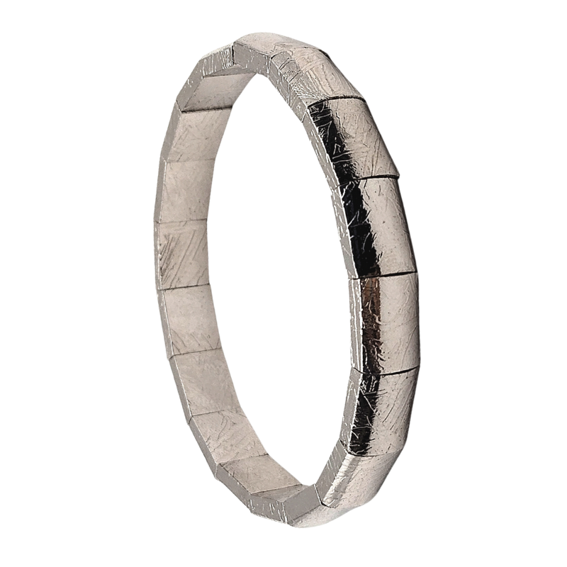 Meteorite Bangle Flat Bracelet - White Gold