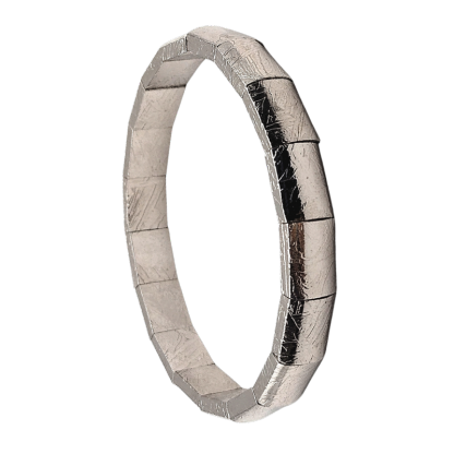 Meteorite Bangle Flat Bracelet - White Gold
