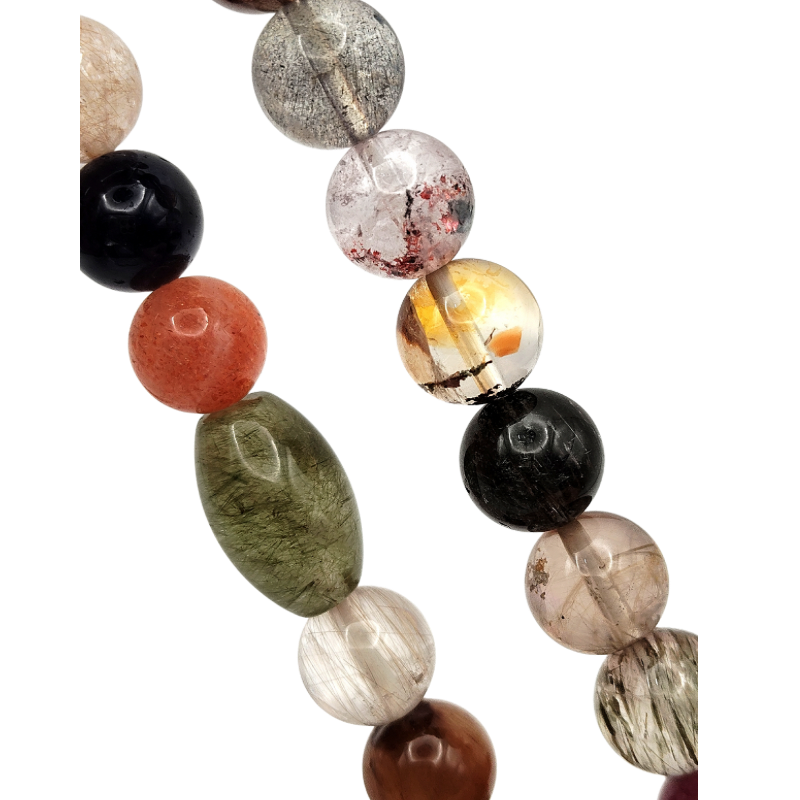 Mix Rutilated With Drum Design Bracelet