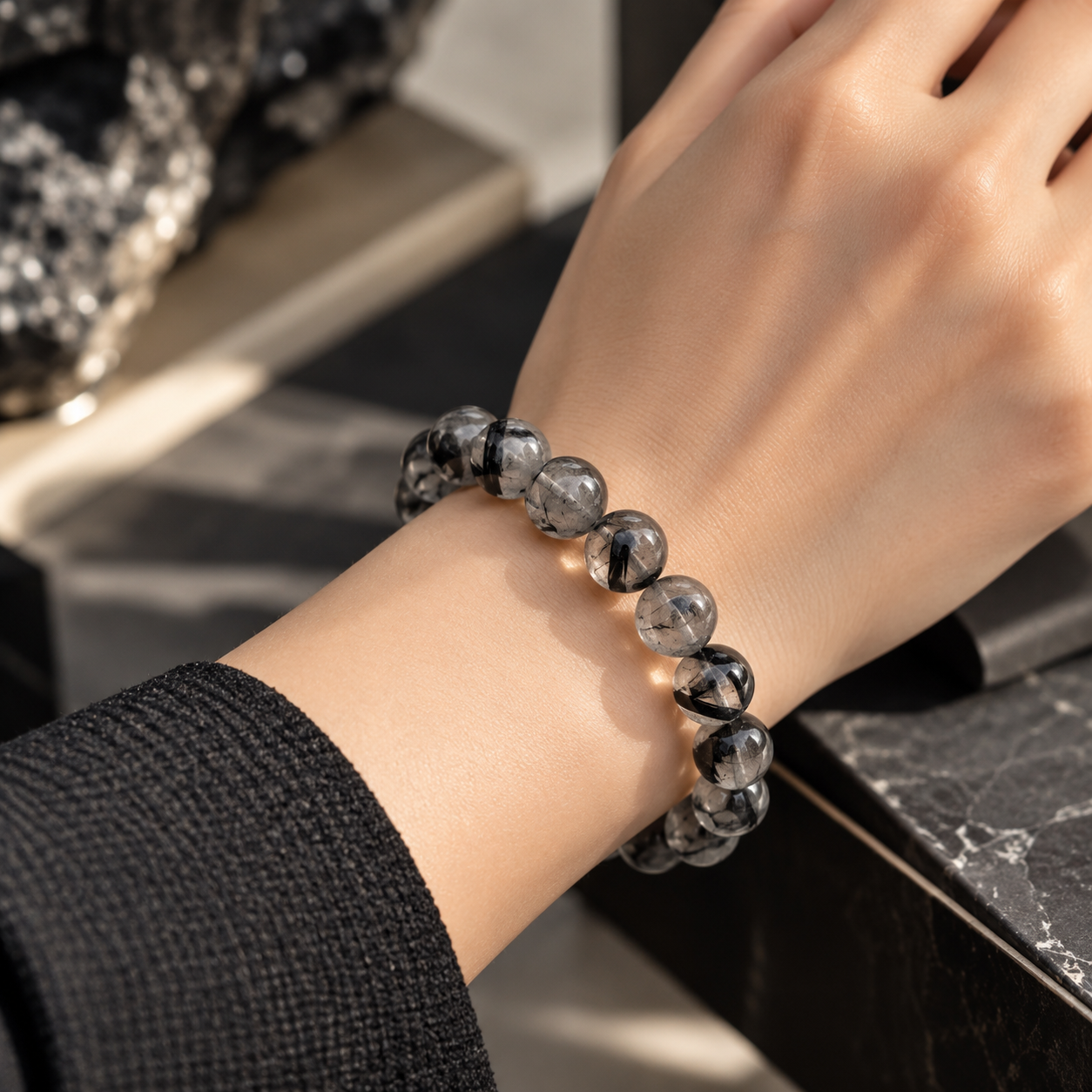 Black Rutilated Bracelet