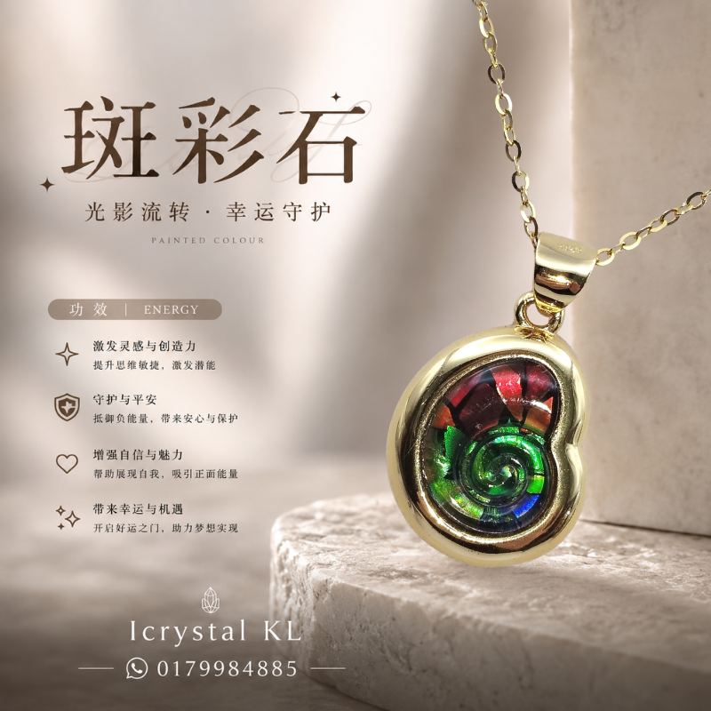 Canada Ammolite Shell Shape Stitching Pendant - Gold