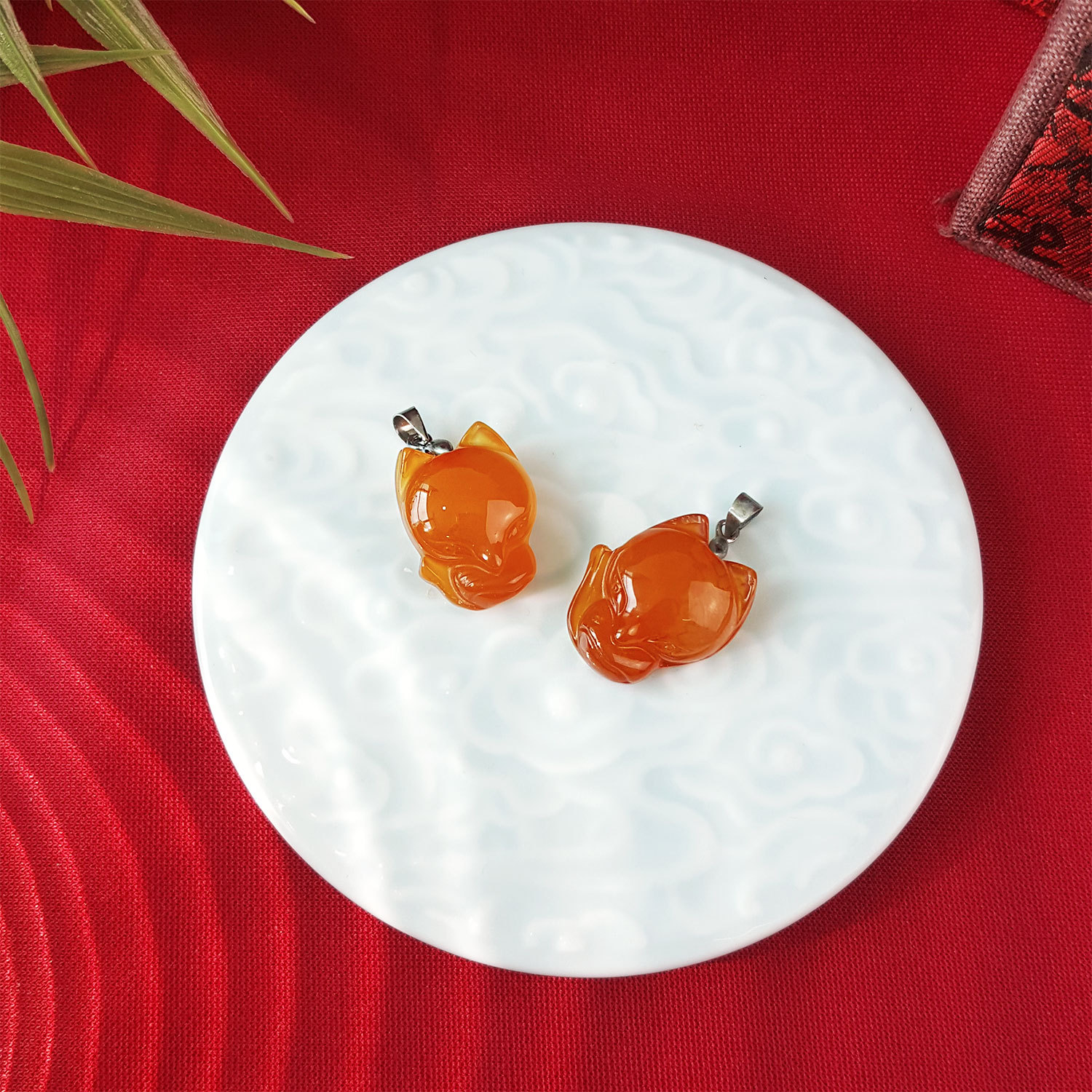 6 July - Orange Carnelian Big Head Fox Pendant