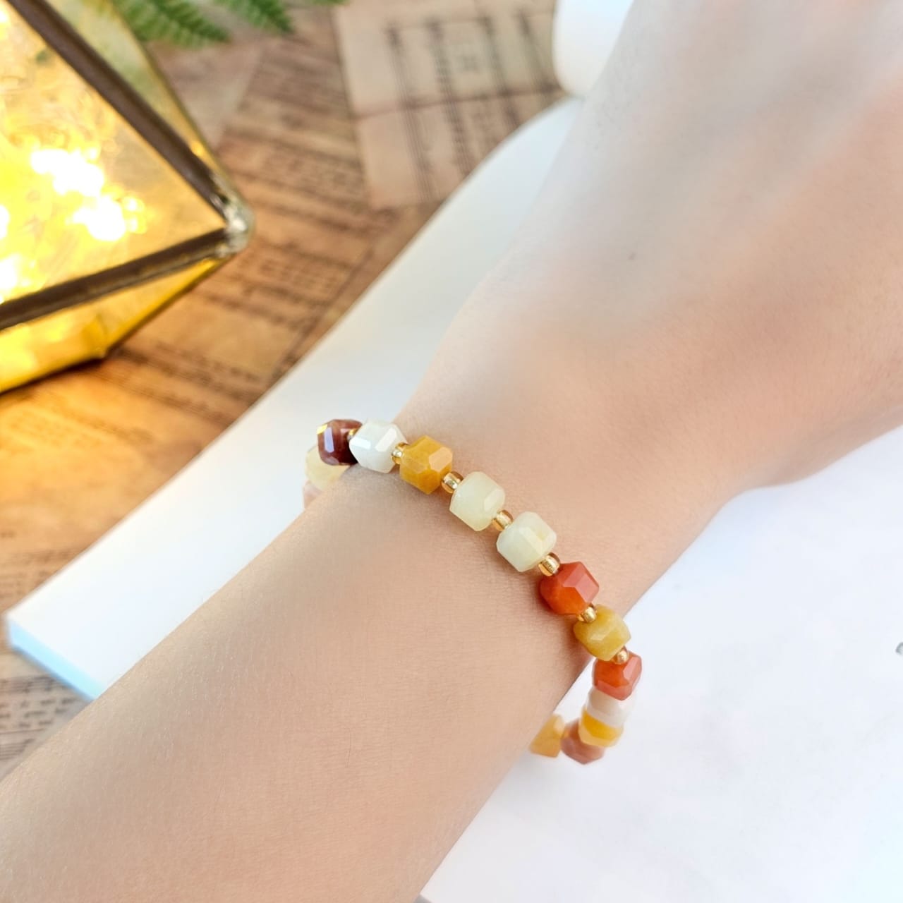 Jade Cube Bracelet - 6mm