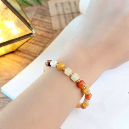 Jade Cube Bracelet - 6mm