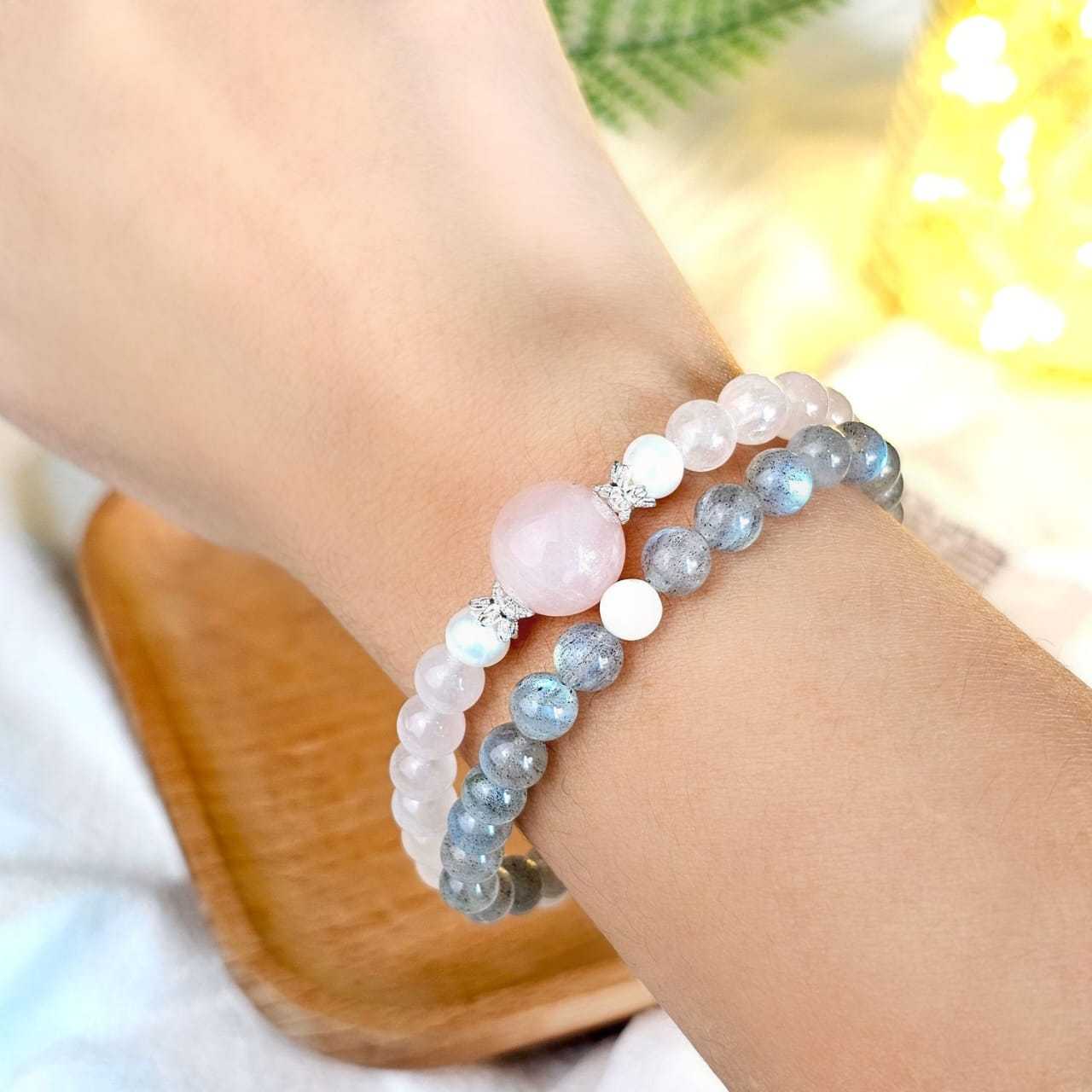 6mm Rose Quartz Labradorite Bracelet