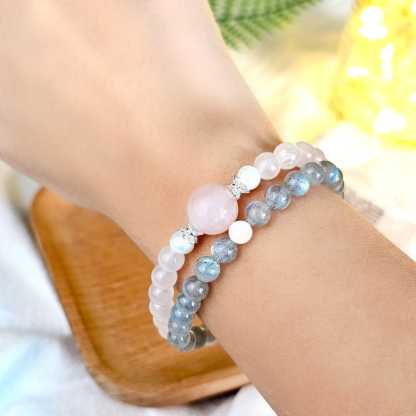 6mm Rose Quartz Labradorite Bracelet