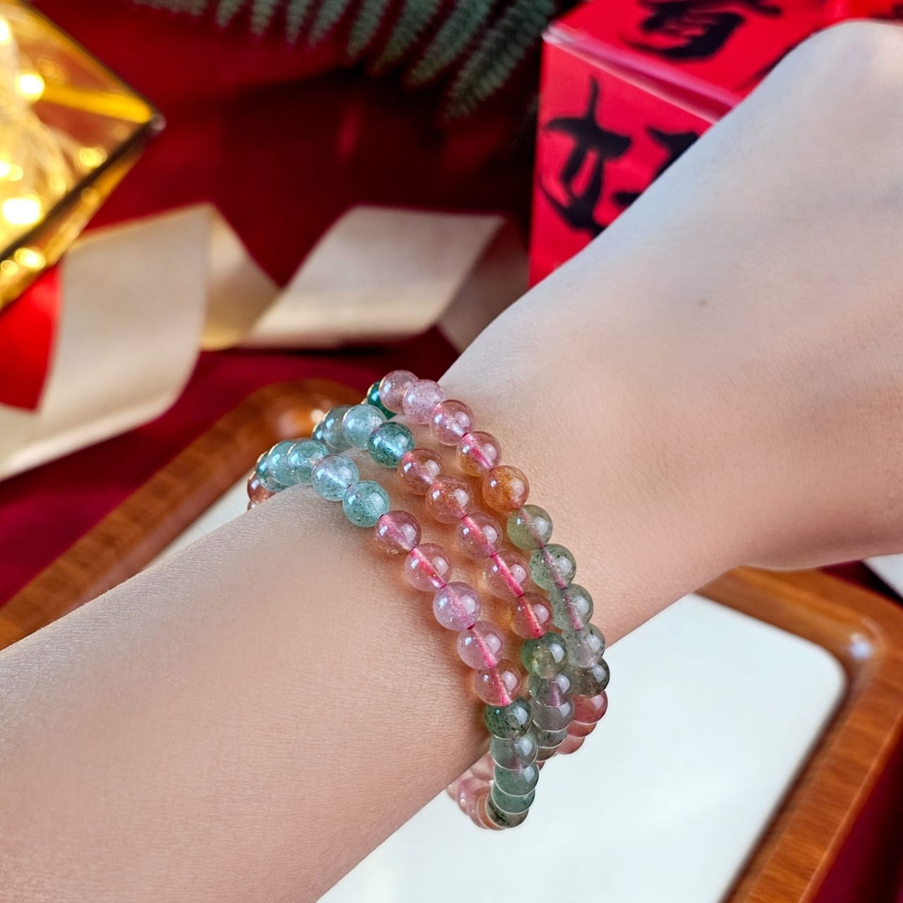 20 Jan - Mix Strawberry Stone Rosary Bracelet