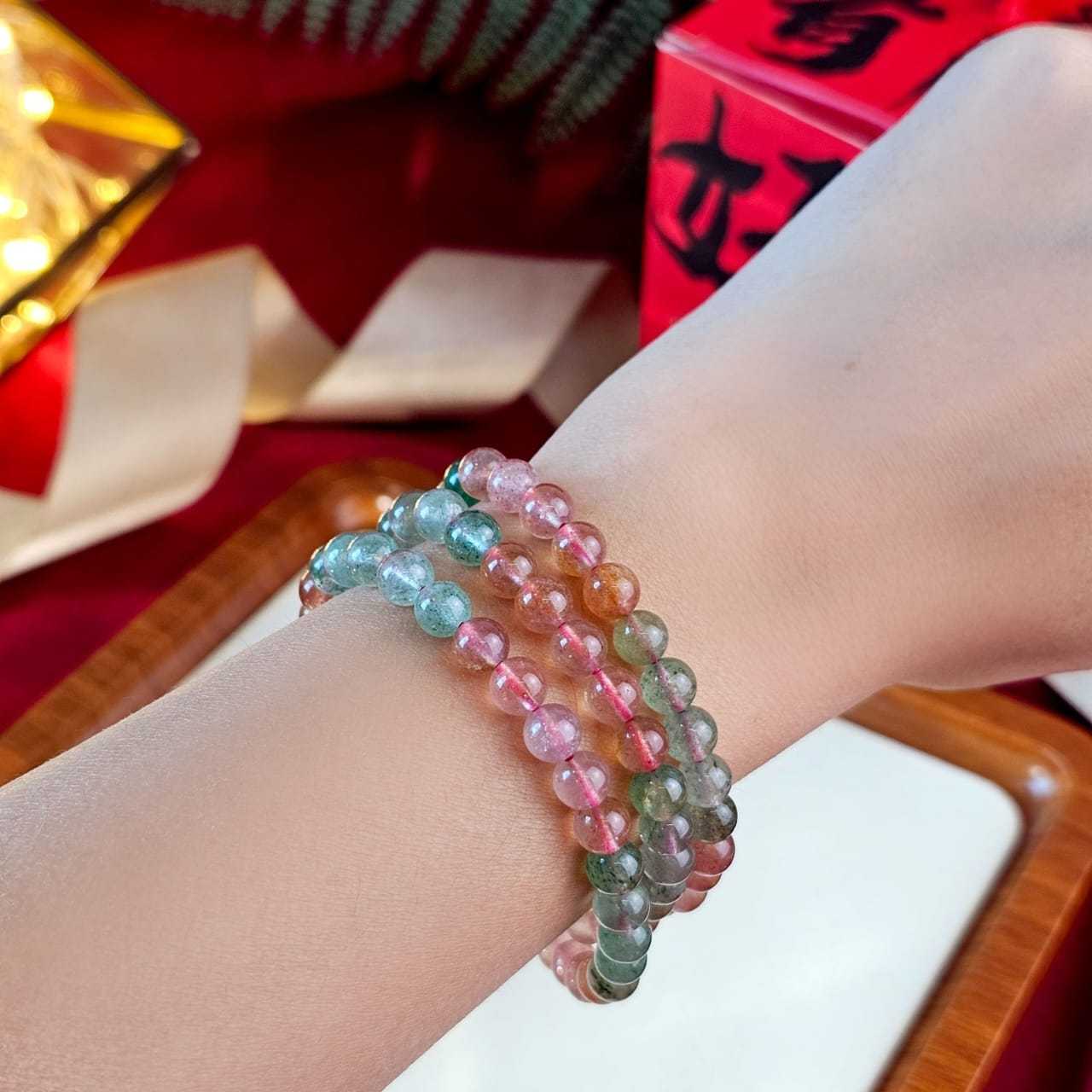 20 Jan - Mix Strawberry Stone Rosary Bracelet