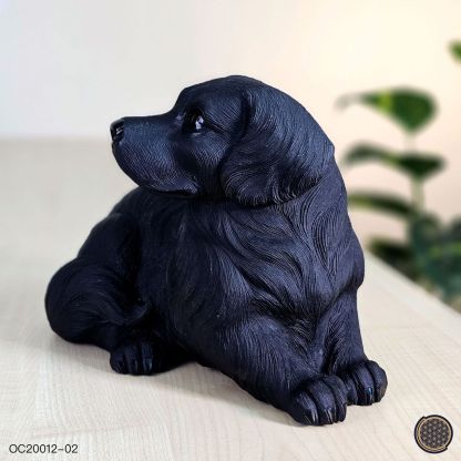 Exquisite Black Obsidian Curving A Labrador Retriever Ornament 
