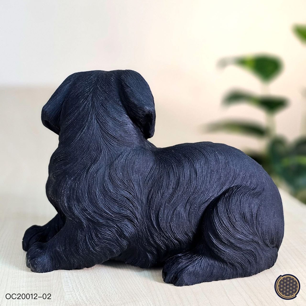 Exquisite Black Obsidian Curving A Labrador Retriever Ornament 