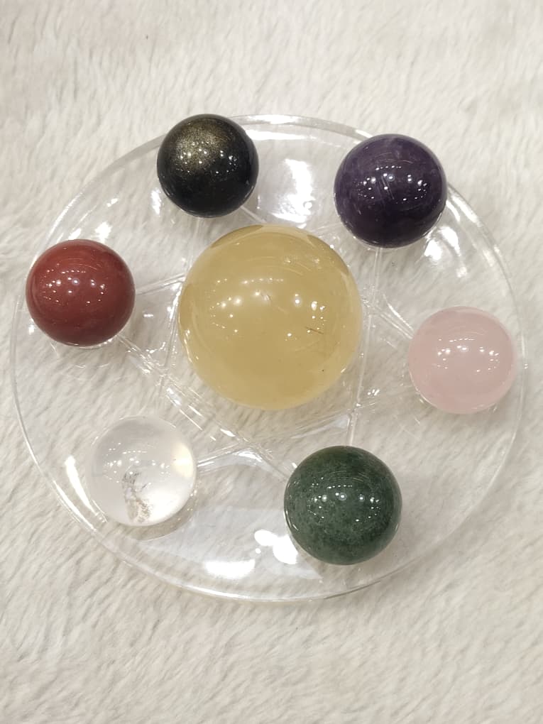 Mix Crystal Seven Star Array with Acrylic Base - 10cm