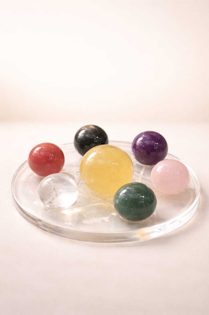 Mix Crystal Seven Star Array with Acrylic Base - 10cm