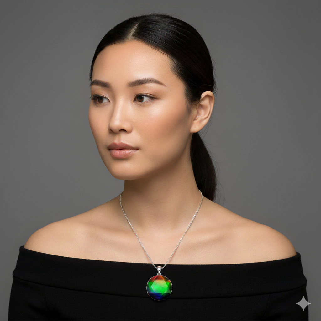 Chromatic Hue - Canada Ammolite David Star Pendant