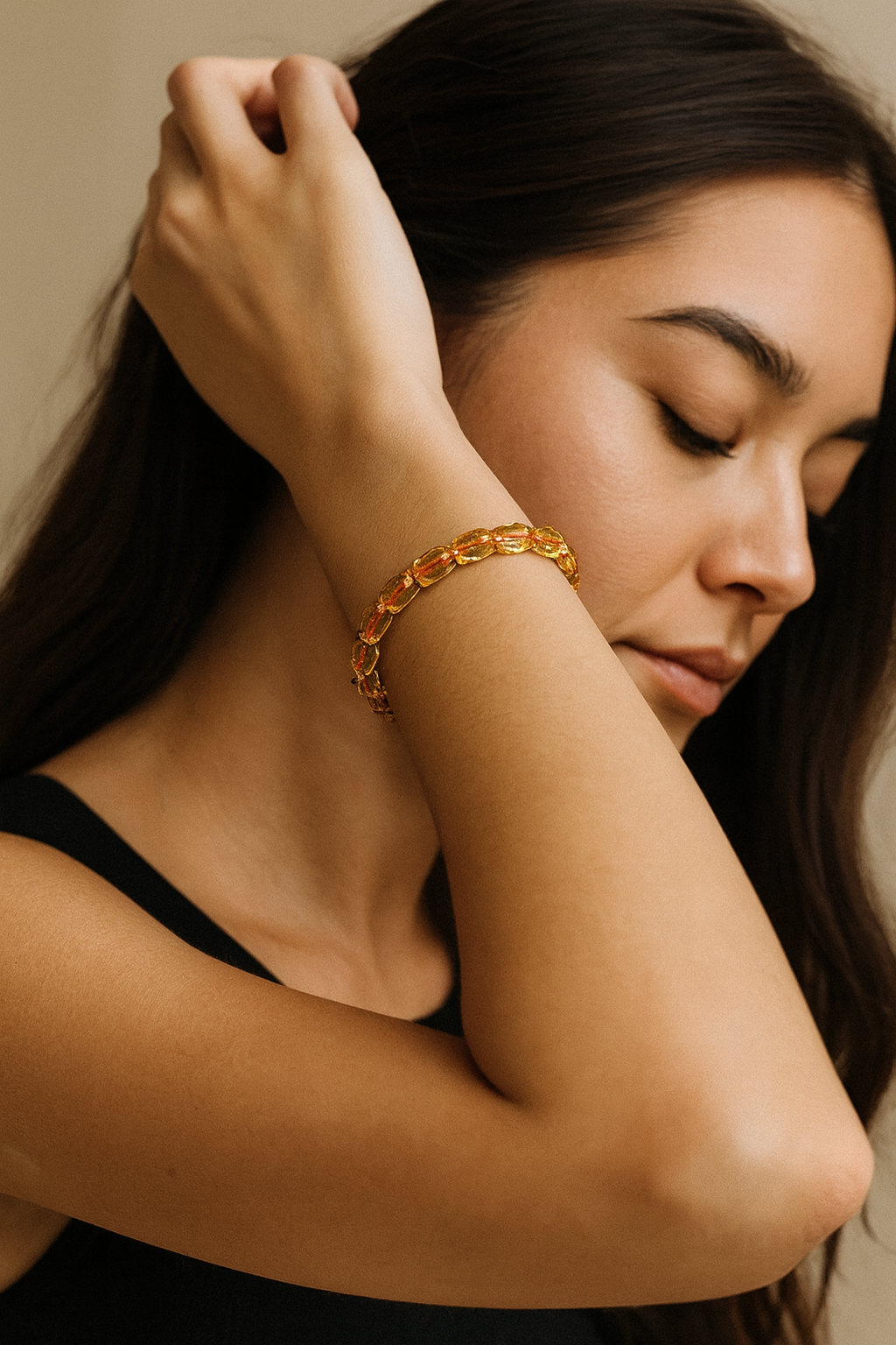 High Grade Citrine Barrel Bead Bracelet