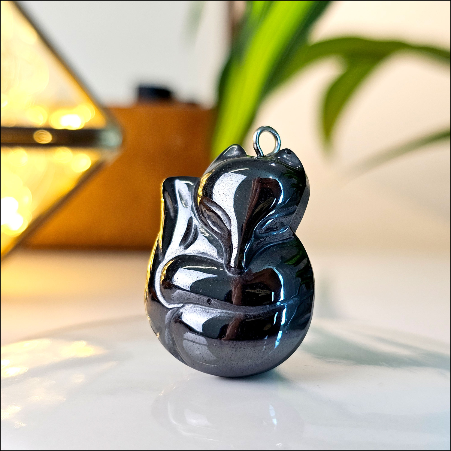 12 Jun - Hematite Fox Pendant