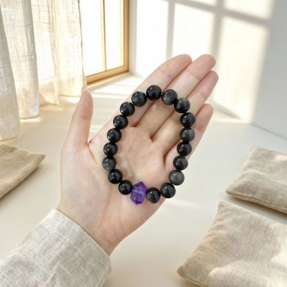 Silver Obsidian Bracelet (With Design Option)