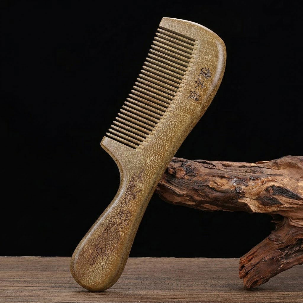 13 July Golden Sandol Wood Comb with Gift Box