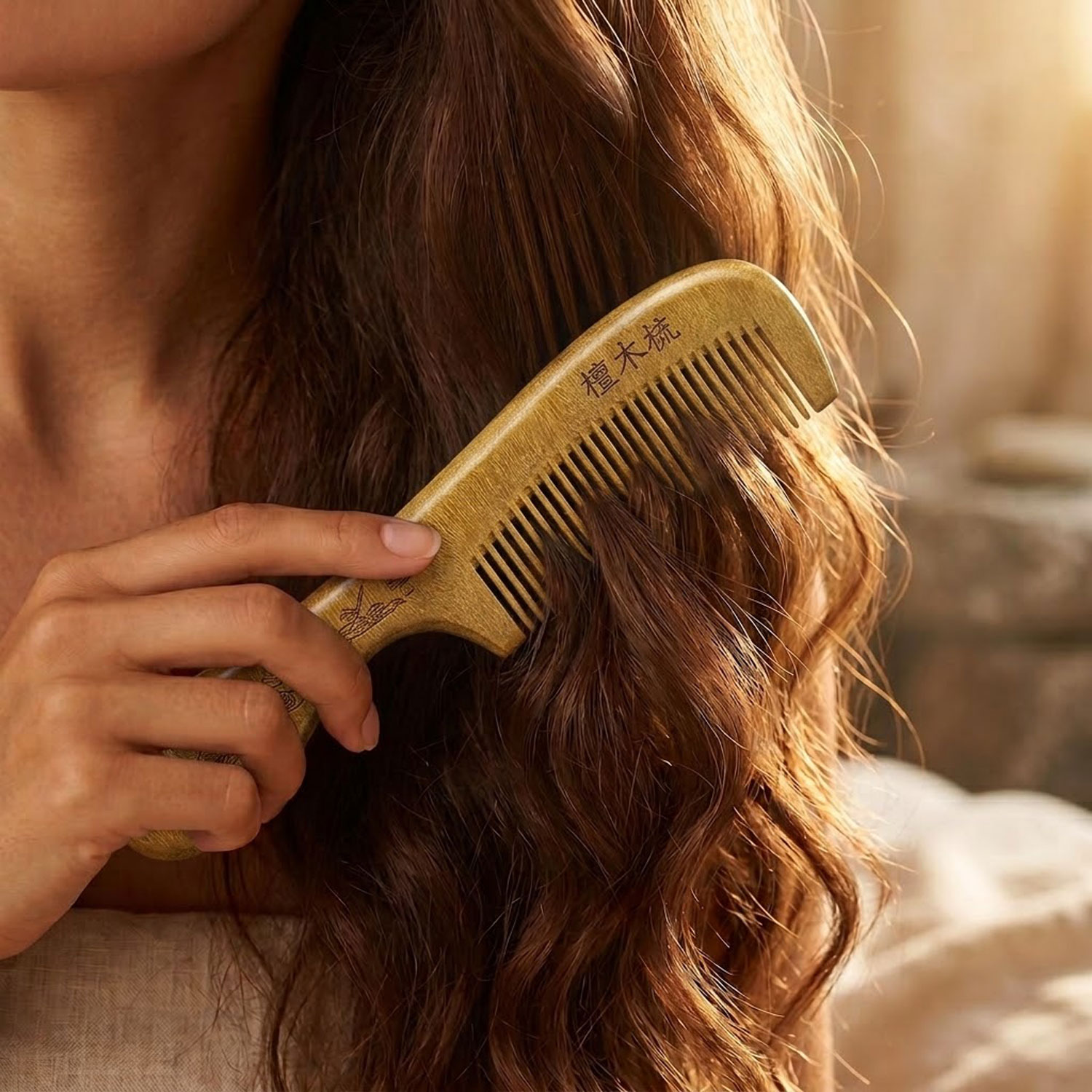 13 July Golden Sandol Wood Comb with Gift Box