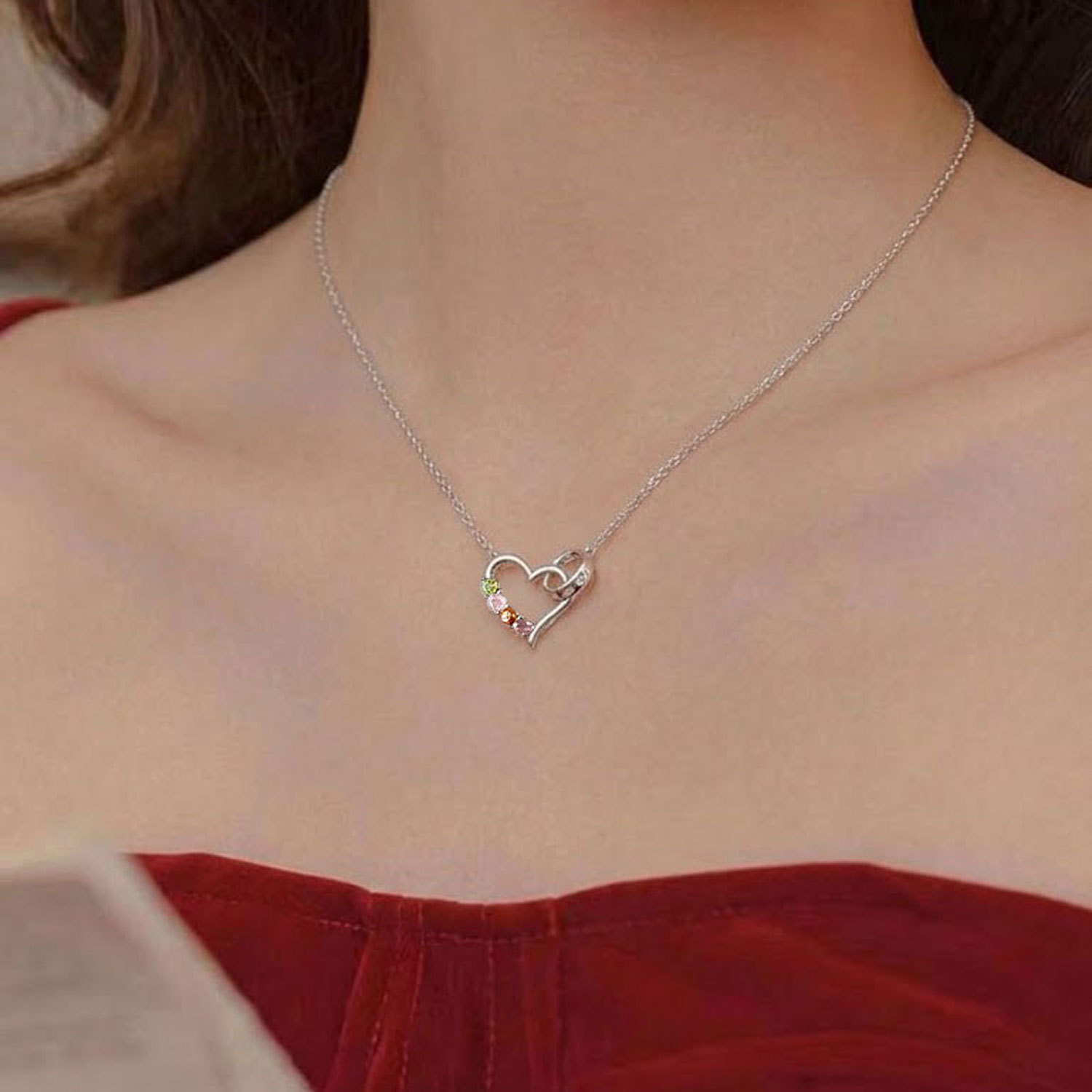 16 July - Colour Tourmaline Heart Shape Necklace