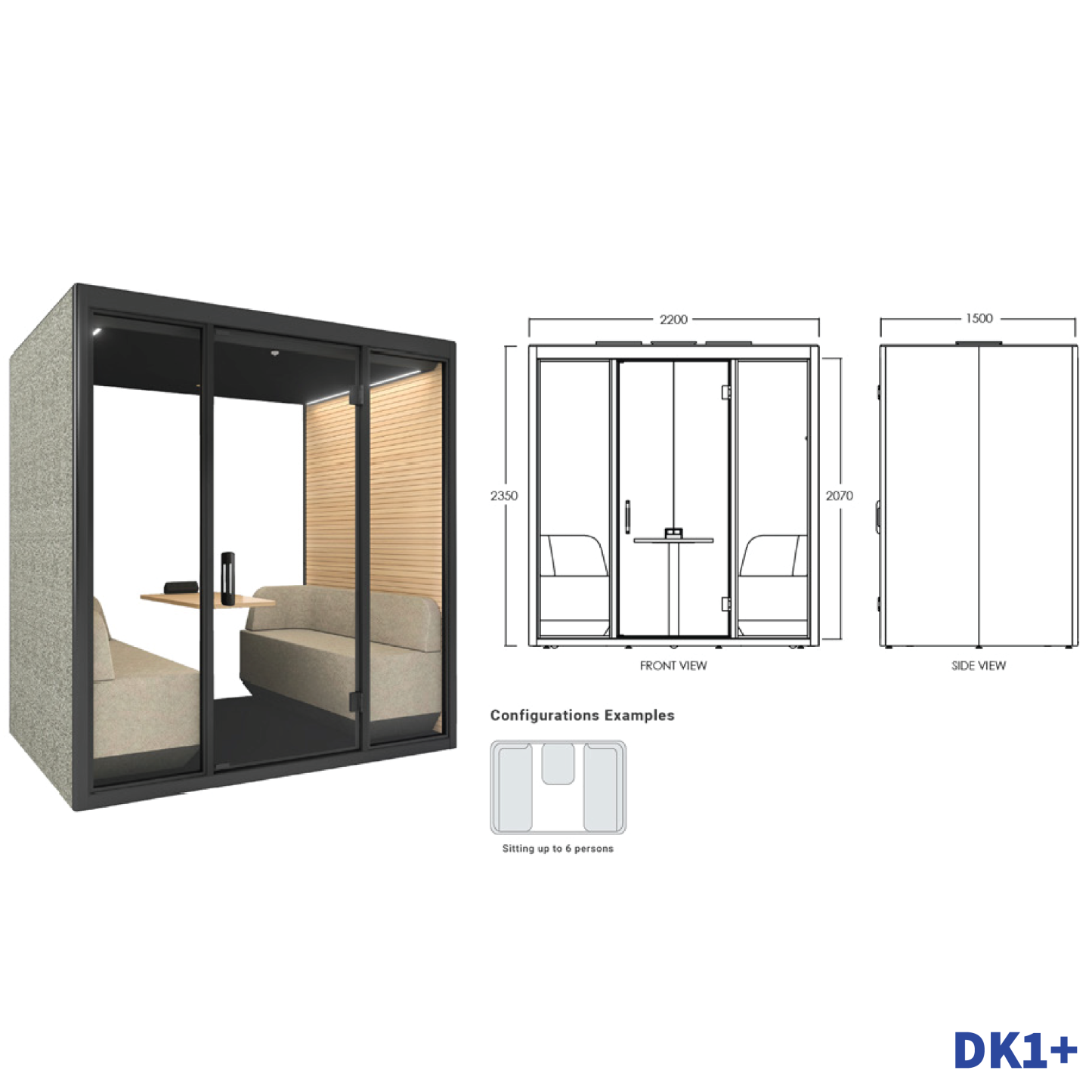 TEAM Pod + | Sharing Pod+ | Office Tele-Booth | Office Phone Booth - For Up to 6 Seater (Kindly contact us before order)