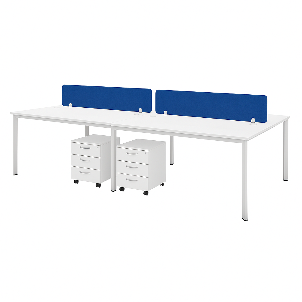 4 Seater Workstation with Fabric Partition (U LEG)