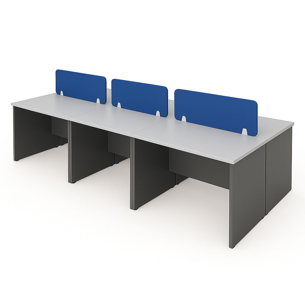 6 Seater Workstation with Fabric Partition (G)