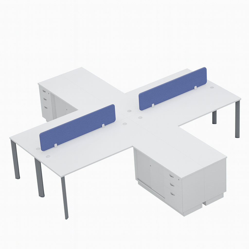 4 Seater Workstation with Side Cabinets (UT)