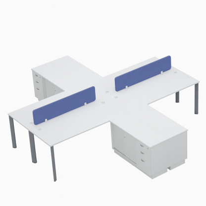 4 Seater Workstation with Side Cabinets (UT)