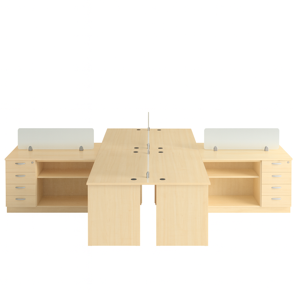 4 Seater Workstation with Fixed 4 Drawer Pedestals