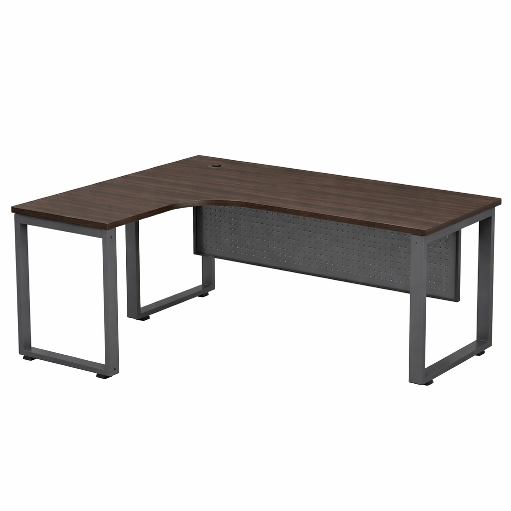 L-Shape Office Desk with Metal Modesty Panel - SQ