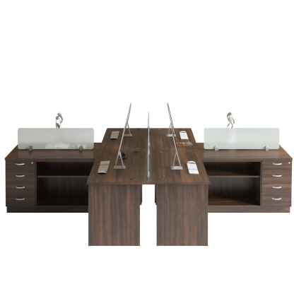 4 Seater Workstation with Fixed 4 Drawer Pedestals
