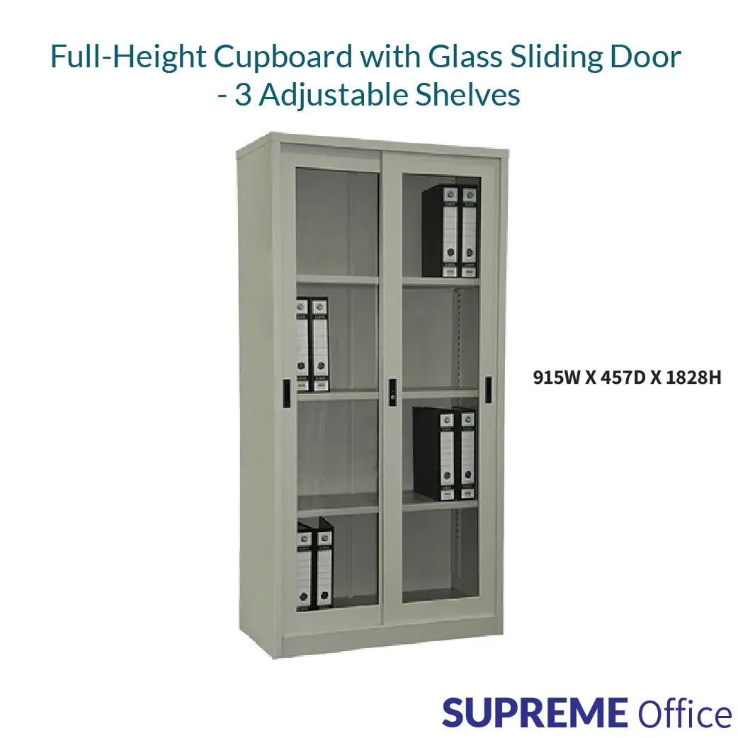 Full Height Steel Cabinet with Sliding Glass Door