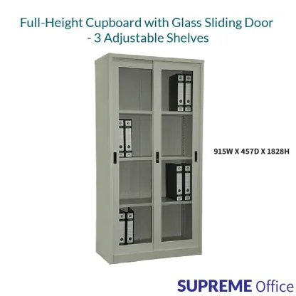 Full Height Steel Cabinet with Sliding Glass Door