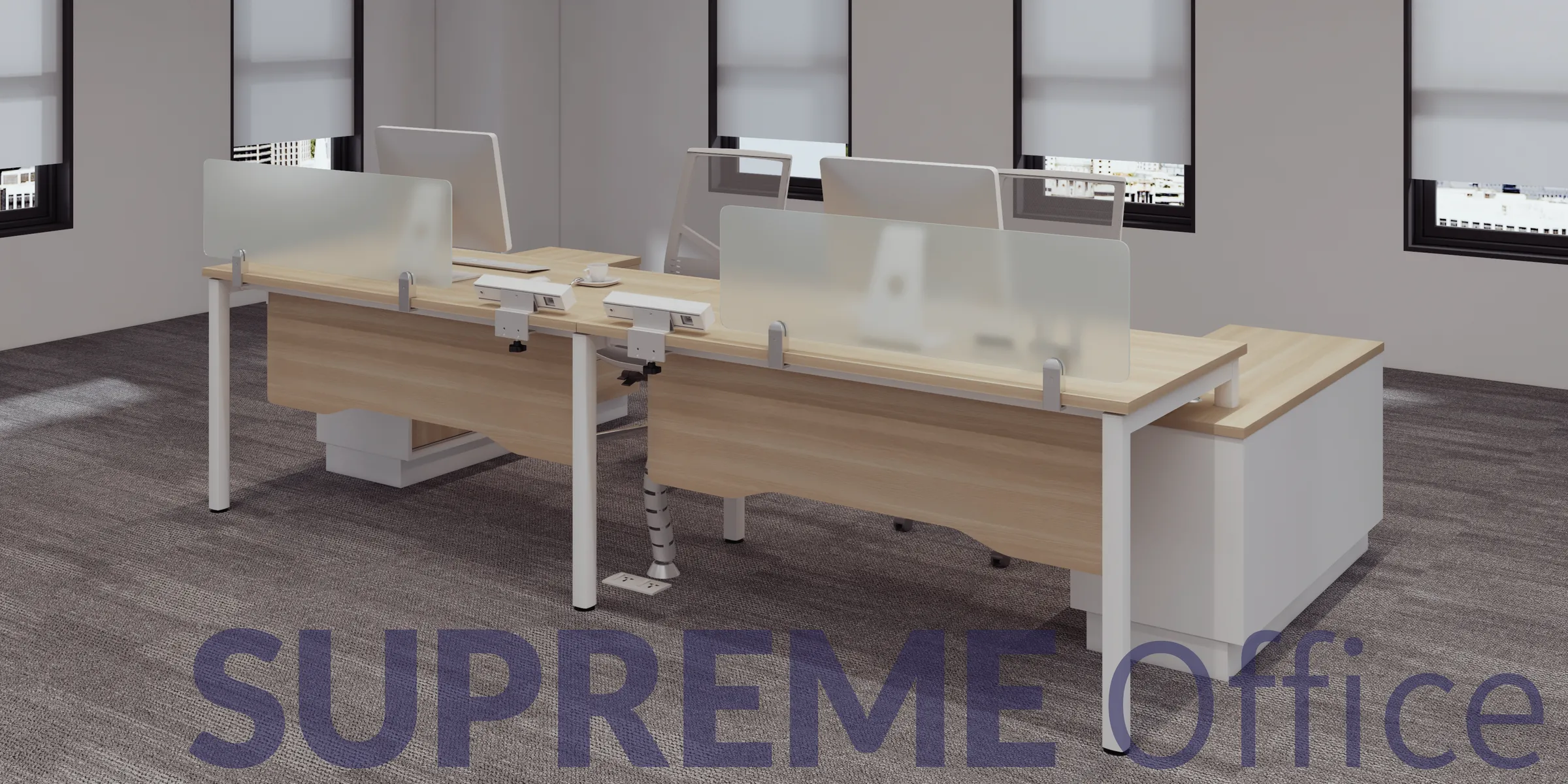 Two Seater Workstation - With Side Cabinet (Kindly contact us to order)