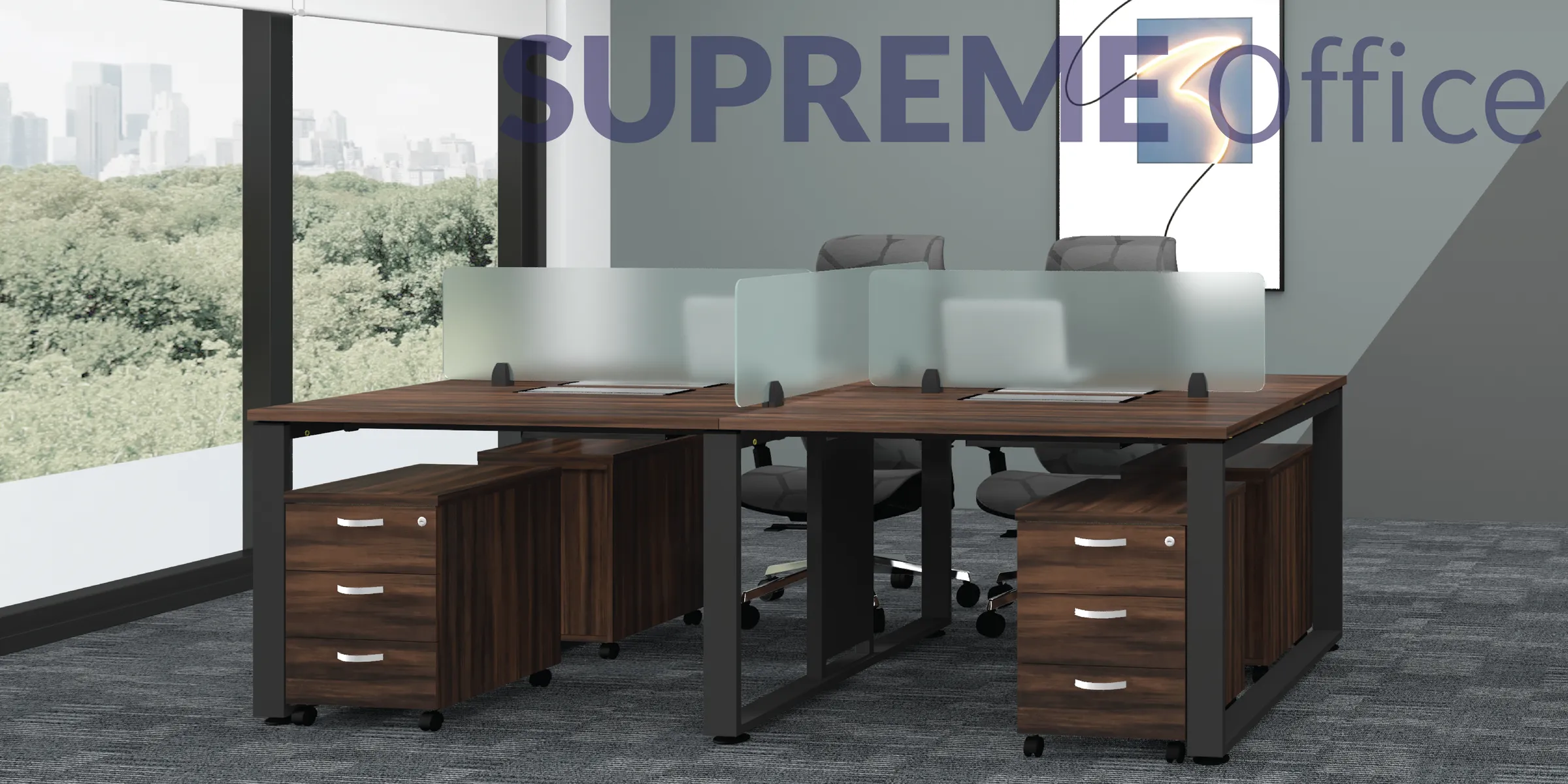 4 Seater Workstation with Mobile Pedestal (Kindly contact us to order)