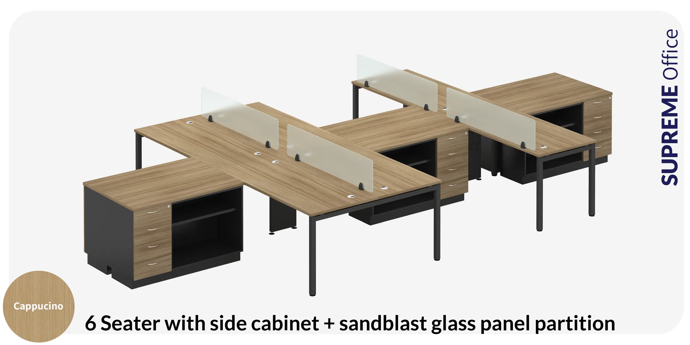6 Seater Workstation - with Side Cabinet (Kindly contact us to order)