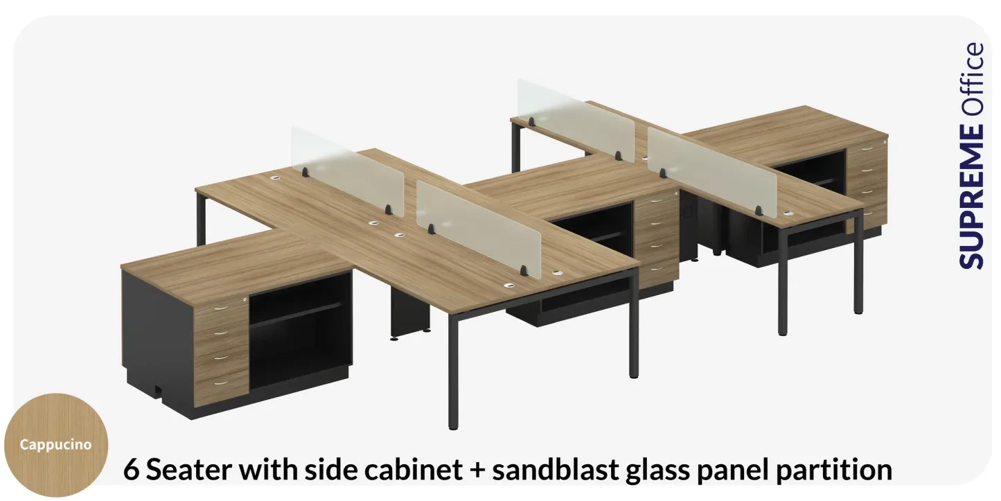 6 Seater Workstation - with Side Cabinet (Kindly contact us to order)