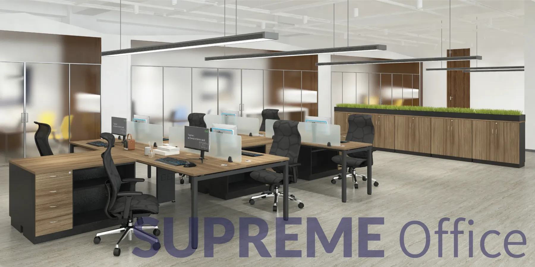 6 Seater Workstation - with Side Cabinet (Kindly contact us to order)