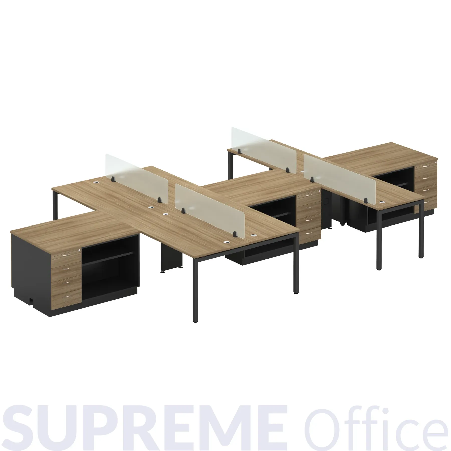 6 Seater Workstation - with Side Cabinet (Kindly contact us to order)