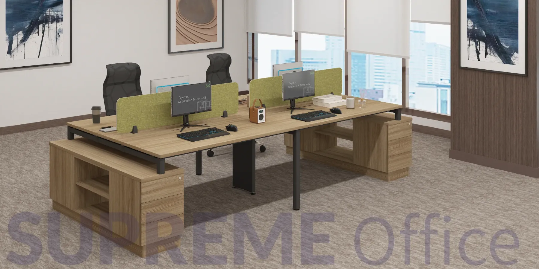 4 Seater Workstation - with Side Cabinet (Kindly contact us to order)