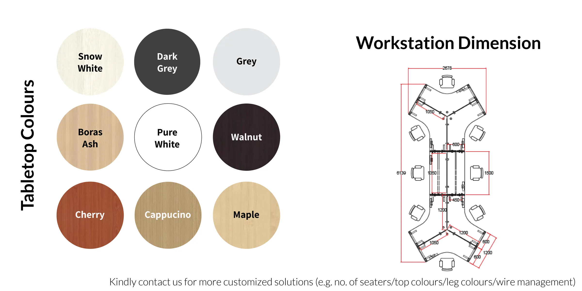 8 Seater Workstation with Fabric Partition (Kindly contact us to order)