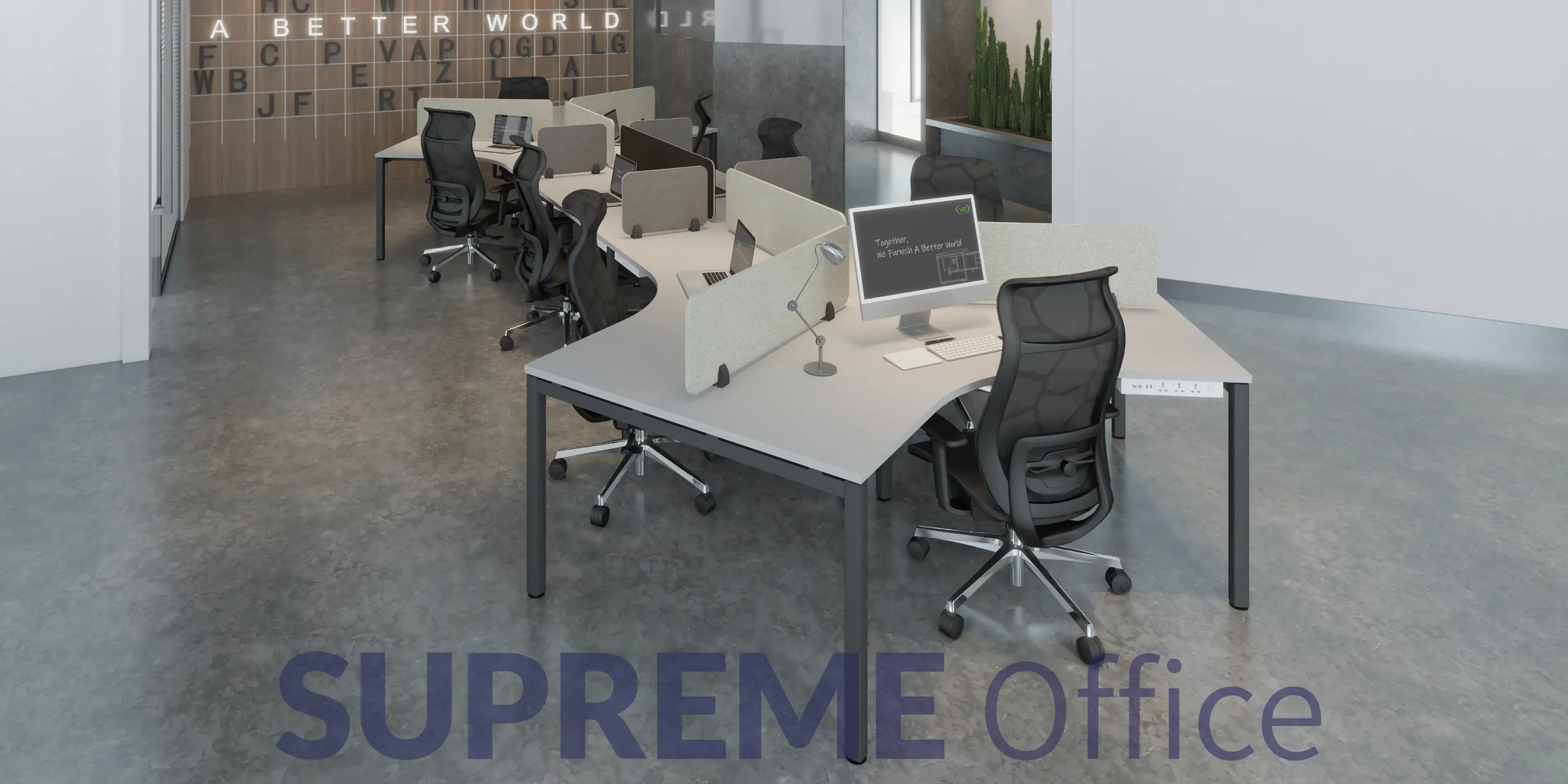 8 Seater Workstation with Fabric Partition (Kindly contact us to order)