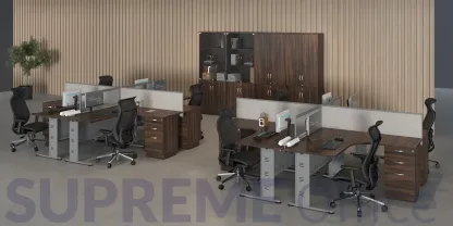 4 Seater Workstation with Fixed Pedestal (L-shape Table) (Kindly contact us to order)