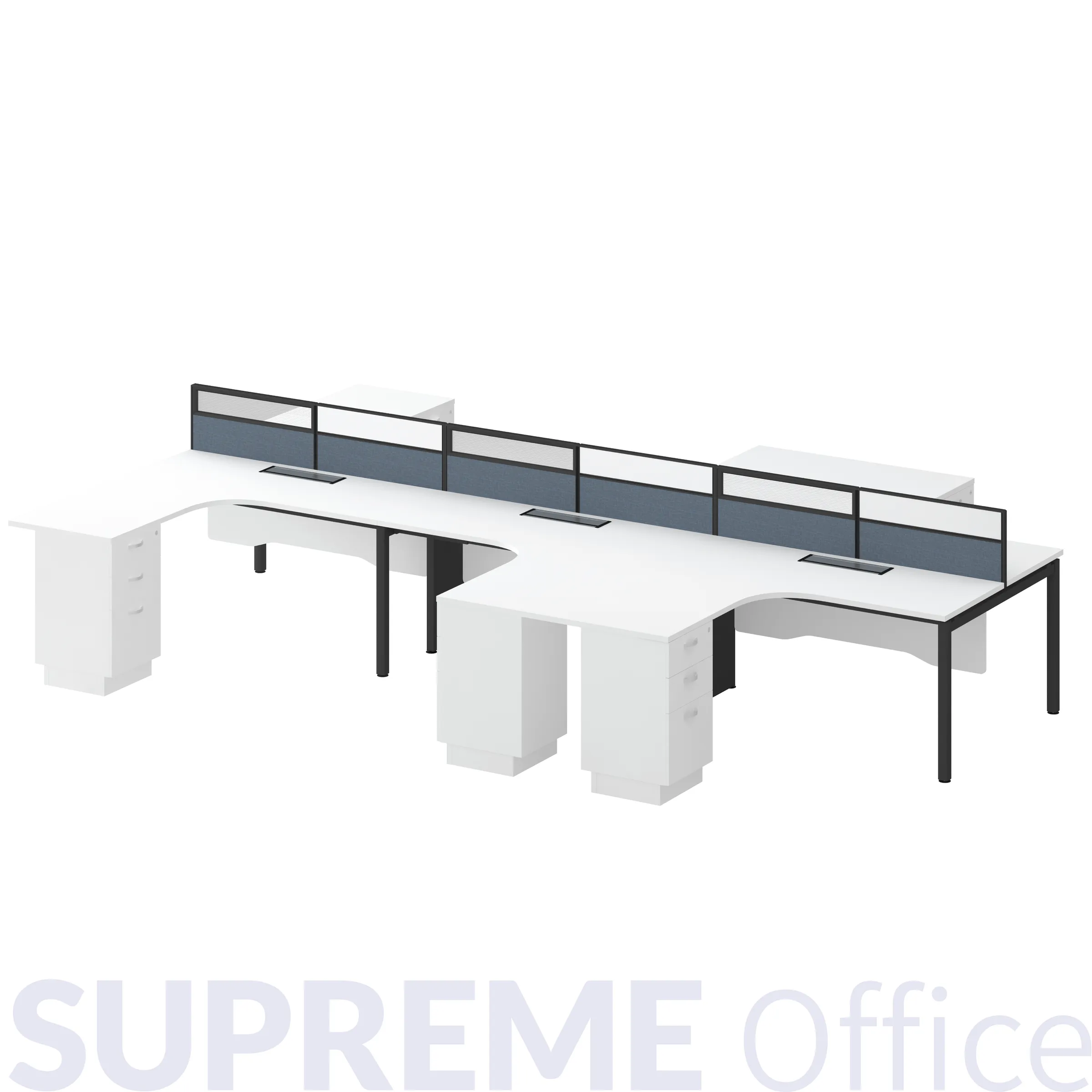 4 Seater Workstation with Fixed Pedestal (L-shape Tabletop) (Kindly contact us to order)