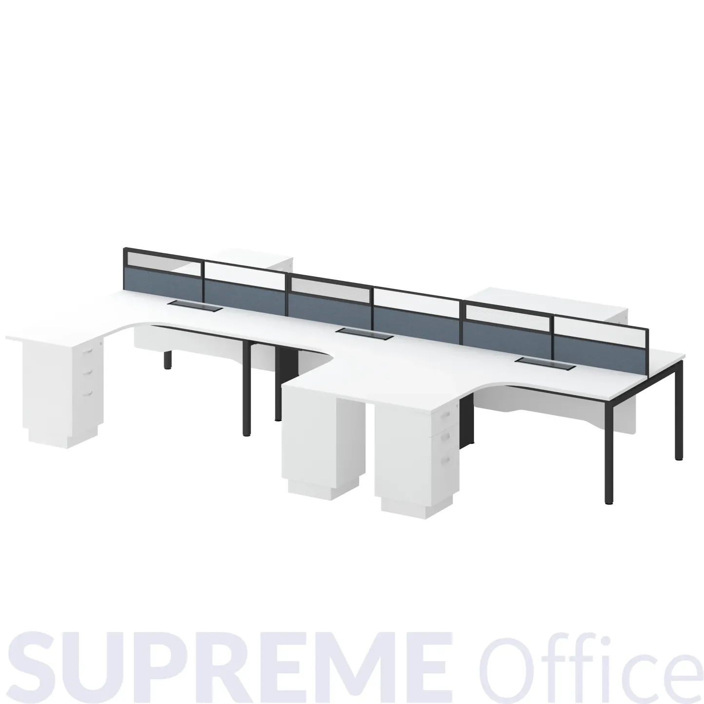 4 Seater Workstation with Fixed Pedestal (L-shape Tabletop) (Kindly contact us to order)