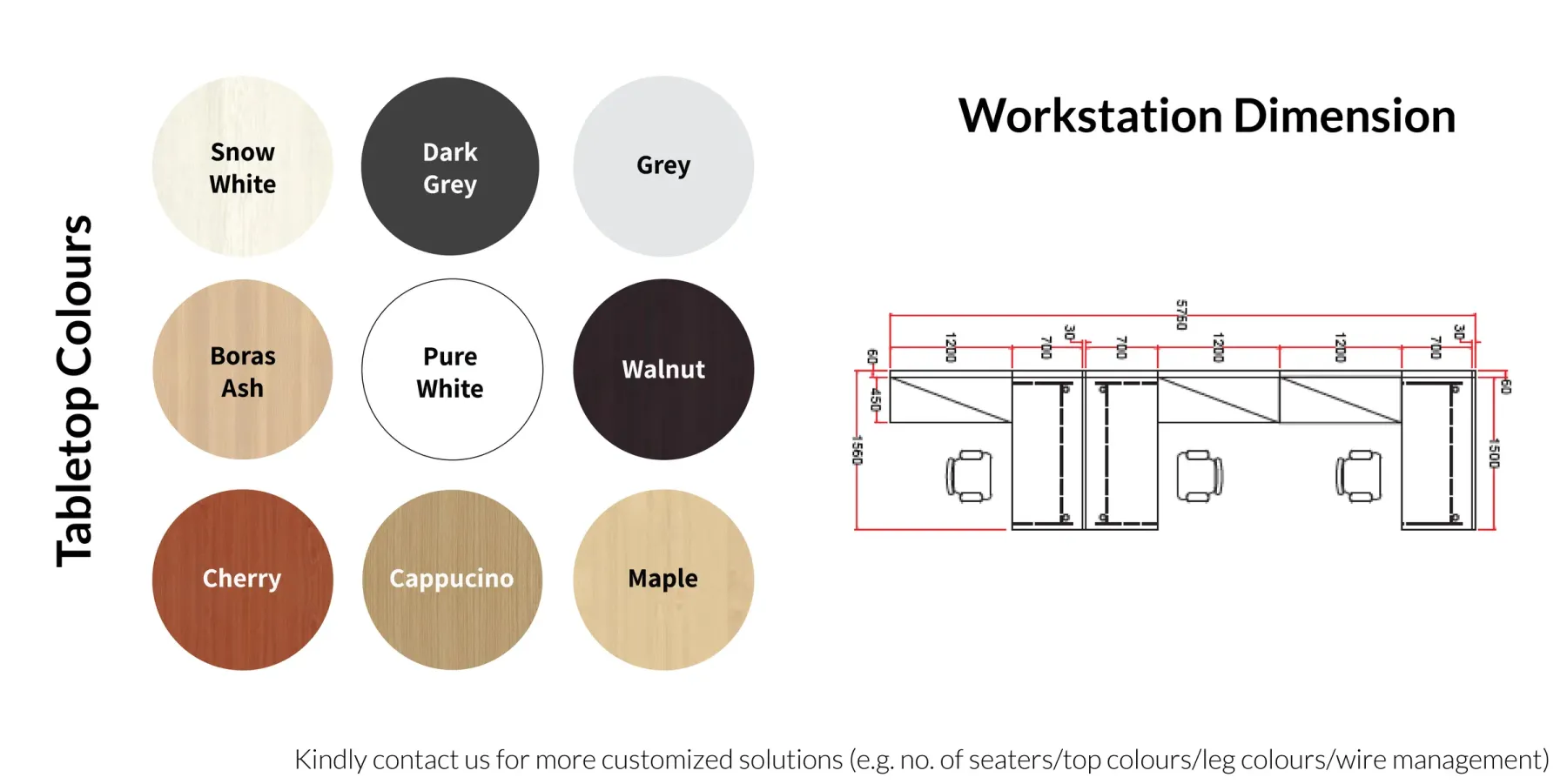 3 Seater Workstation Cubicle with Side Cabinet (Kindly contact us to order)