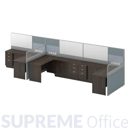 3 Seater Workstation Cubicle with Side Cabinet (Kindly contact us to order)