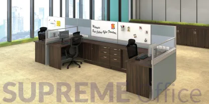 3 Seater Workstation Cubicle with Side Cabinet (Kindly contact us to order)