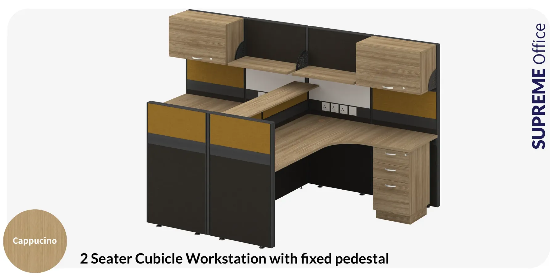 2 Seater Cubicle with Hanging Cabinet Shelving (Kindly contact us to order)