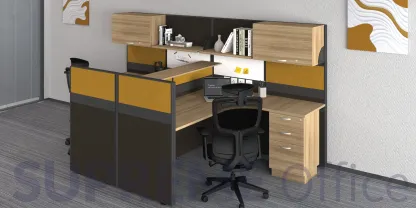 2 Seater Cubicle with Hanging Cabinet Shelving (Kindly contact us to order)